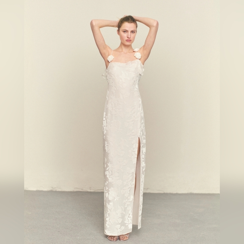 Floral devoré dress with side opening